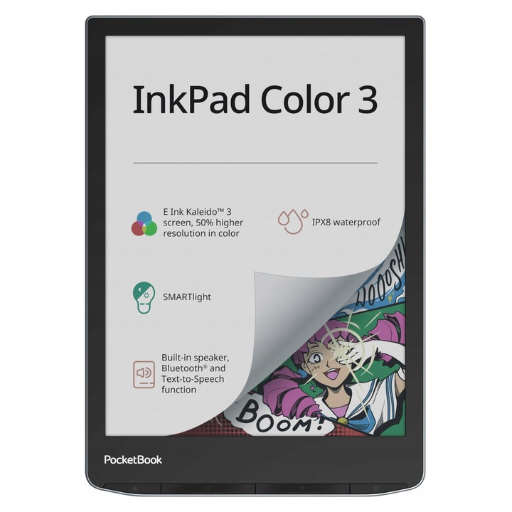 Електронна книга PocketBook InkPad Color 3, 7.8", цветна, 32GB, водоустойчива IPX8
