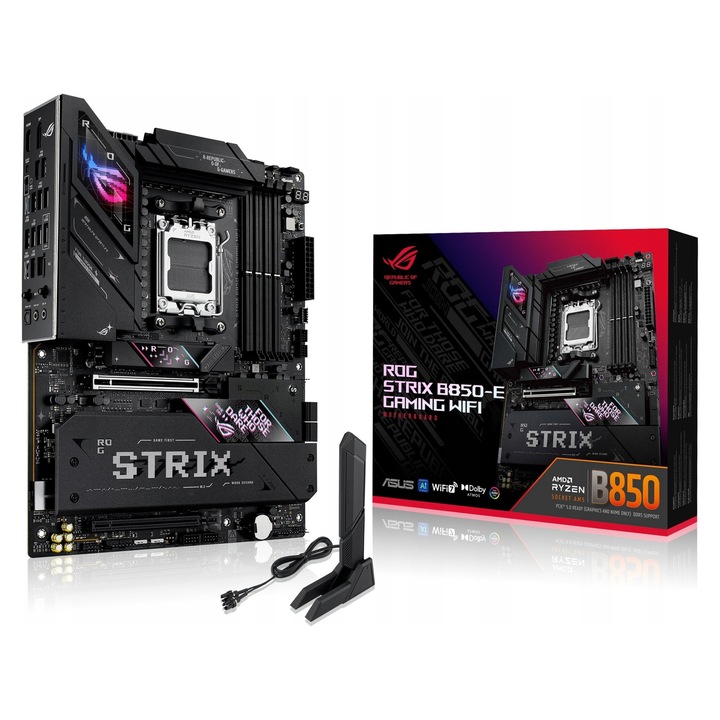 Placa de baza ASUS ROG STRIX B850-E Gaming WiFi, Dual-Channel, ATX, negru, 244x305mm