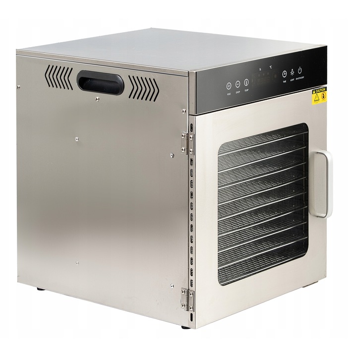 Deshidrator alimentar / uscator de alimente XXL, 1000W, din inox, pentru fructe, legume, ciuperci si carne, argintiu