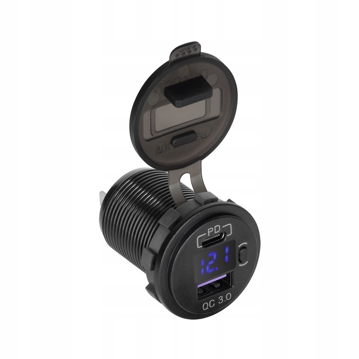 Peiying autós töltő USB USB-C Quick Charge Power Delivery 48W fekete 29mm