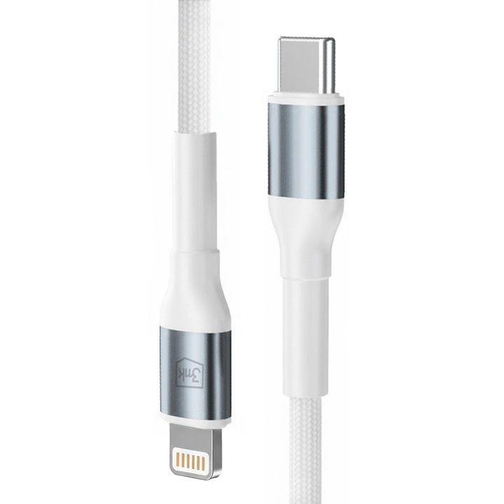 3mk Hyper Cable N-SERIES töltő- és adatkábel, USB-C – Lightning, 27W, 2m, Fehér