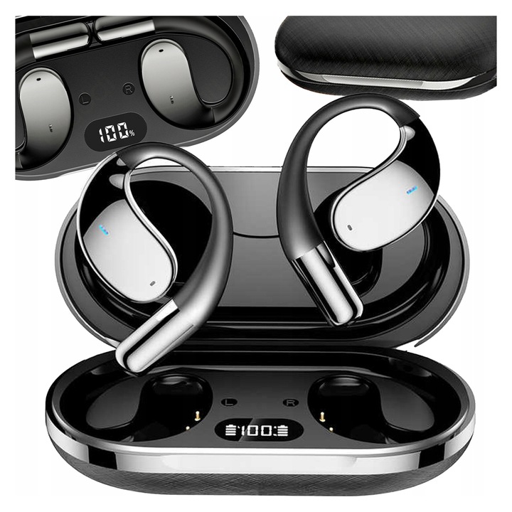 Nobitech YYK-Q39 vezeték nélküli fülhallgató, mikrofon, izzadásálló, fekete, 6 óra, USB-C
