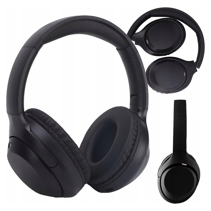 Casti wireless Nobitech JST-35, pliabile, negre, 50mm, 8h autonomie