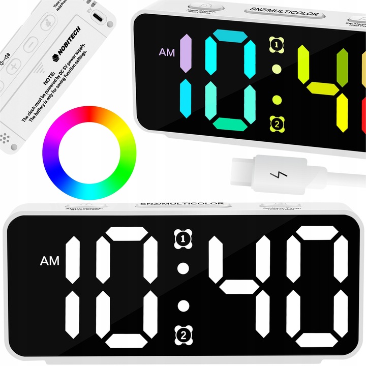 Електронен часовник Nobitech DC08 многоцветен LED дигитален 13x5.6x2.5см
