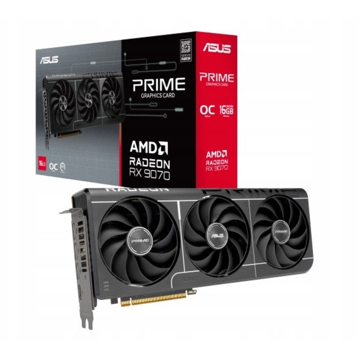 Видеокарта ASUS Prime RX 9070 EVO 16GB GDDR6 черна, 3 вентилатора