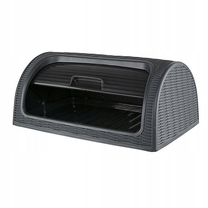 Кутия за хляб Katex Rattan пластмасова сива 41.7x26.9x18.1cm