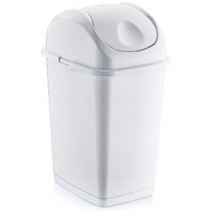 Cos de gunoi plastic 35L, capac rabatabil, alb, 57x29x35cm