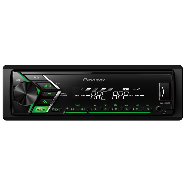 Pioneer MVH-S100UBG autórádió, USB, Aux, zöld, 4x50W