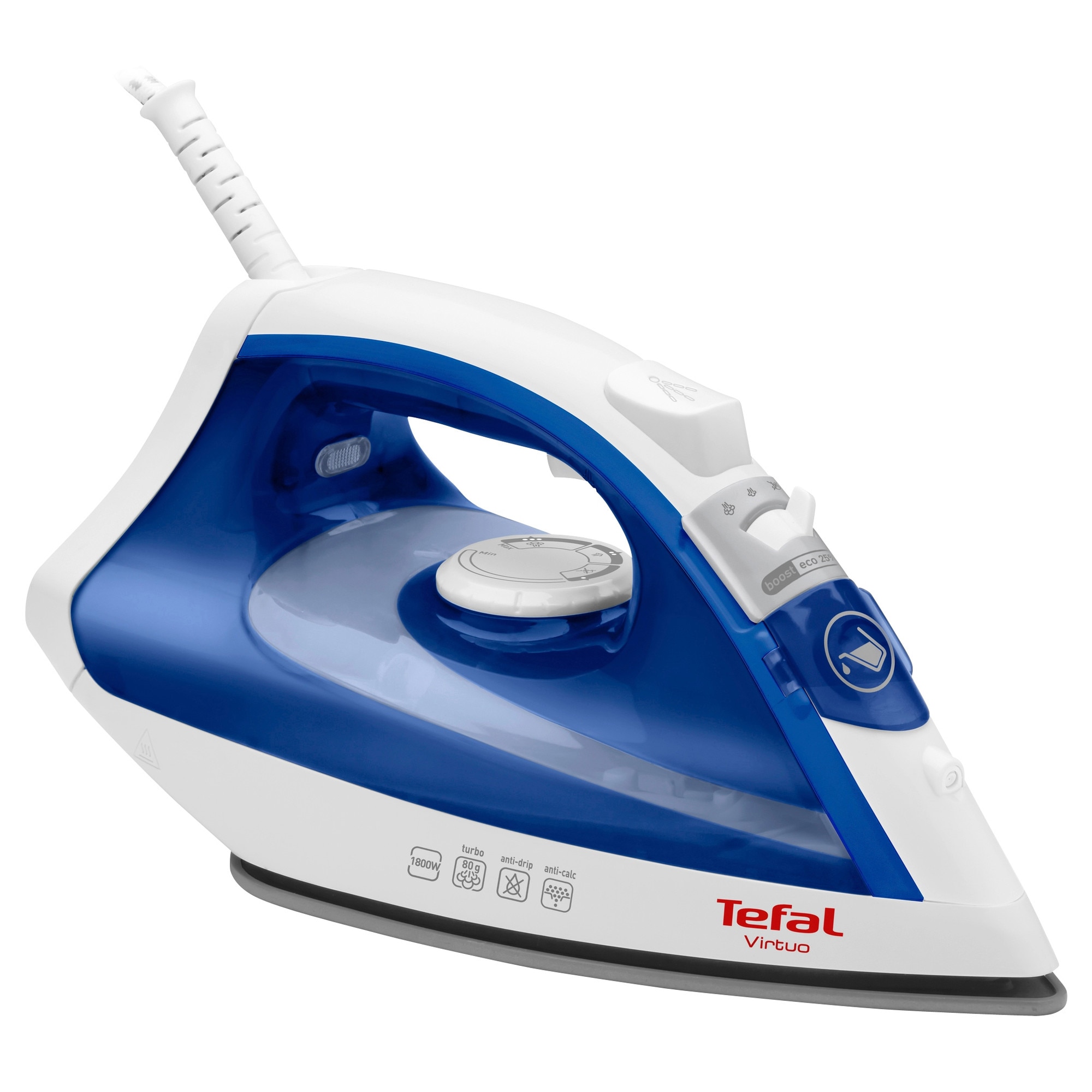 Fier de calcat cu abur Tefal Virtuo 1800W ceramic alb 24x12cm