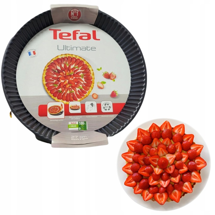 Tefal Ultimate J5688302 tortaforma, alumínium sütőforma, tapadásmentes felülettel, könnyen tisztítható, fekete, 27 cm