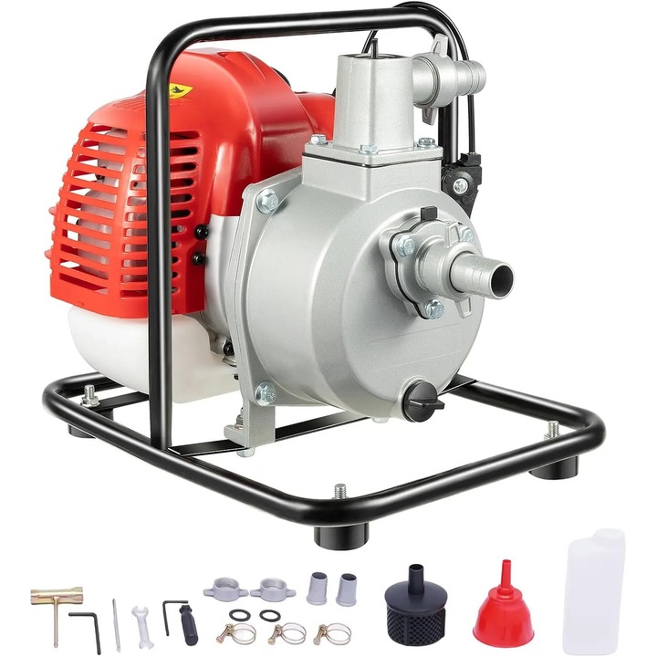 Benzinmotoros szivattyú, Szennyezett víz/öntözés, 2,5 cm (1”), 43 cm3 2 ütemű, 250 l/perc, Szivattyúzási magasság 30 m, Szívás 6 m, 7000 ford./perc