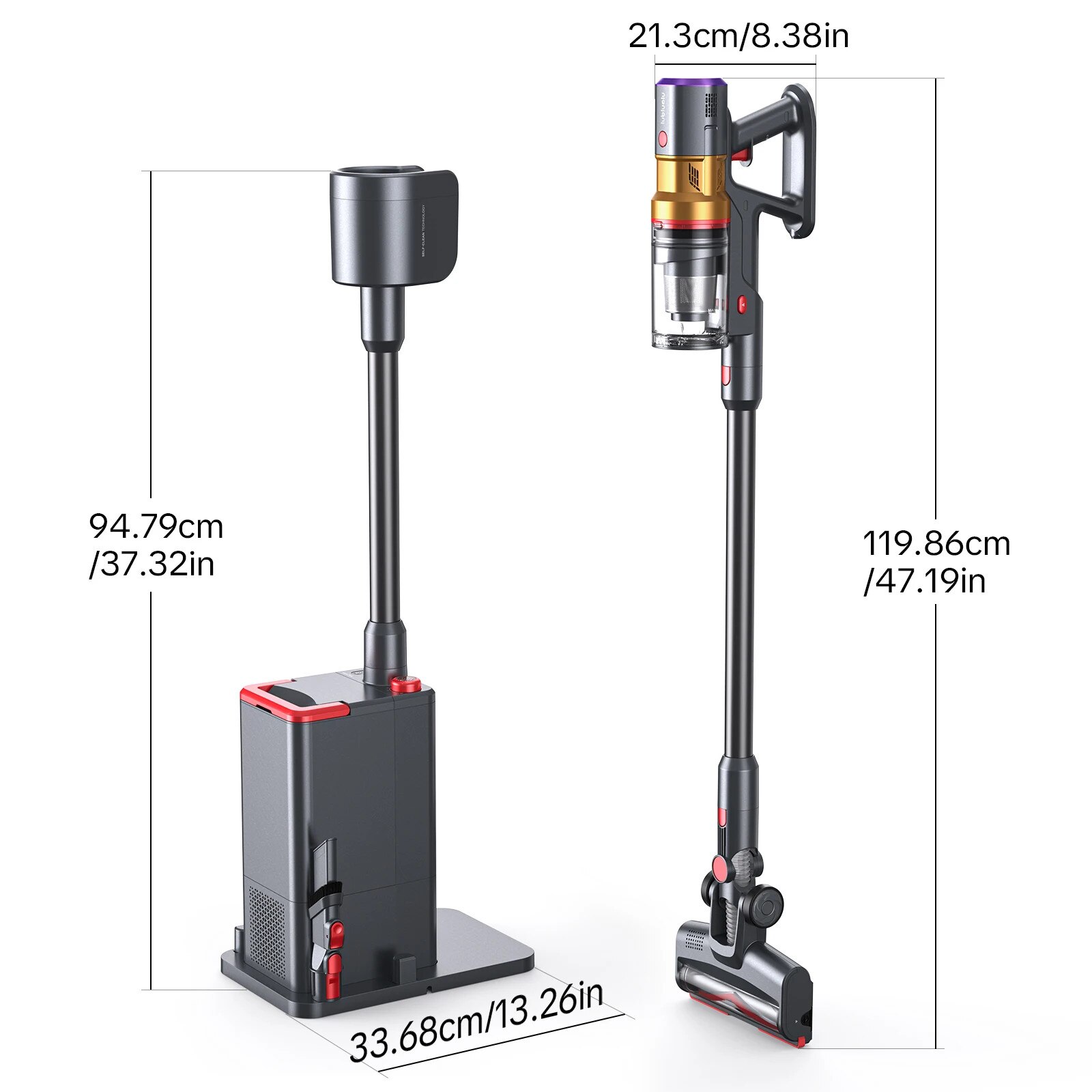 Aspirator fara fir, vertical/portabil, 400 W, filtru HEPA, ecran LCD, autonomie 1 h, perie turbo, Gri inchis
