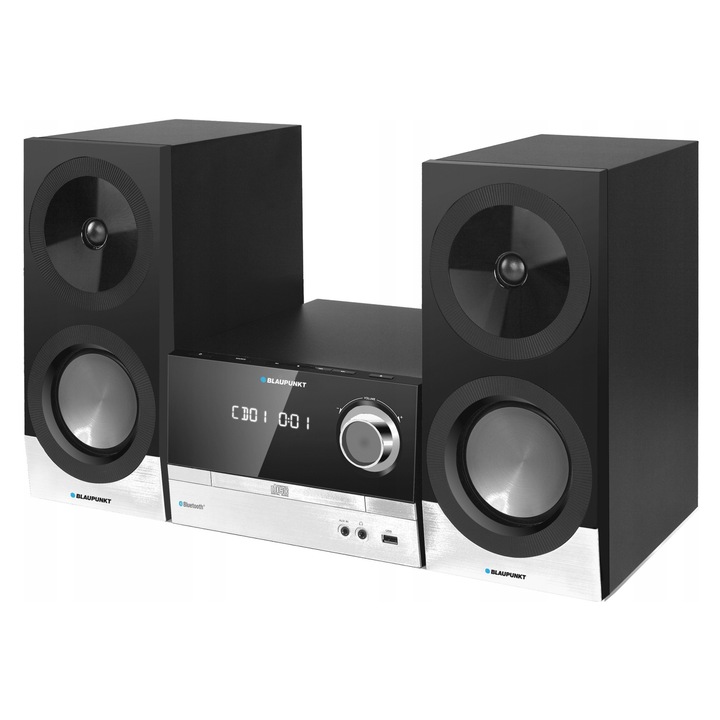 Micro-sistem audio Blaupunkt MS40BT, mini-sistem cu cd, bluetooth, usb, hdmi arc, tuner fm, 100W rms, negru/argintiu