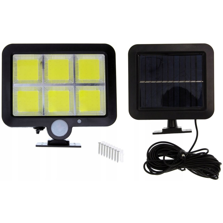 Napelemes mozgásérzékelős lámpa 120 LED COB fekete 150x126mm szett