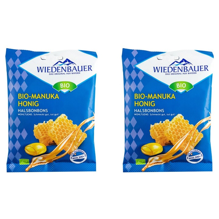 2 x Bomboane bio cu miere de manuka 60 g Wiedenbauer