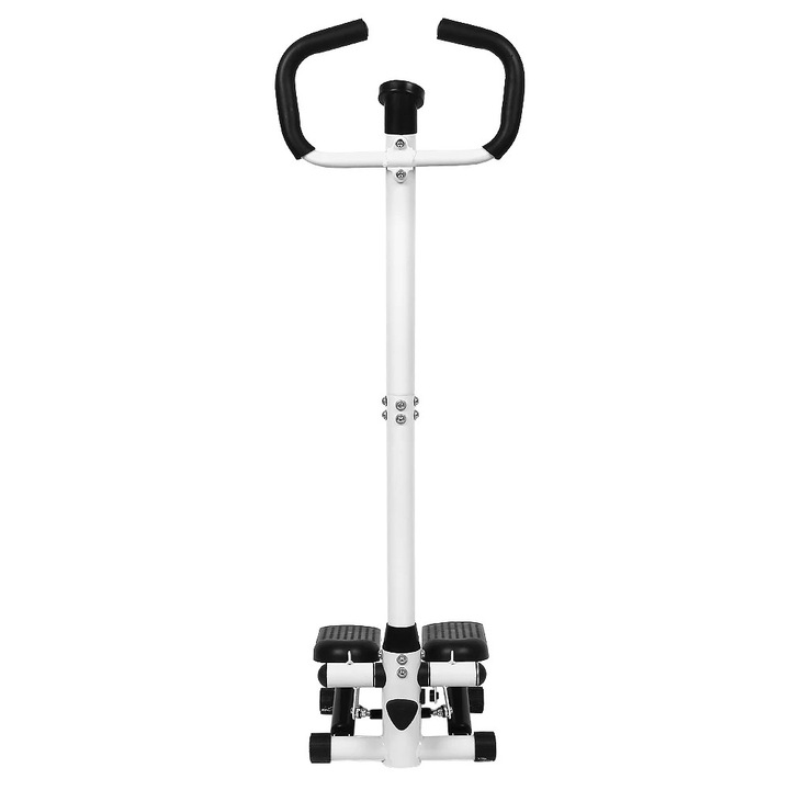 Stepper pentru acasa, Mini stepper, Cu benzi de rezistenta, Silentios si compact, Cardio la birou, Ivoire