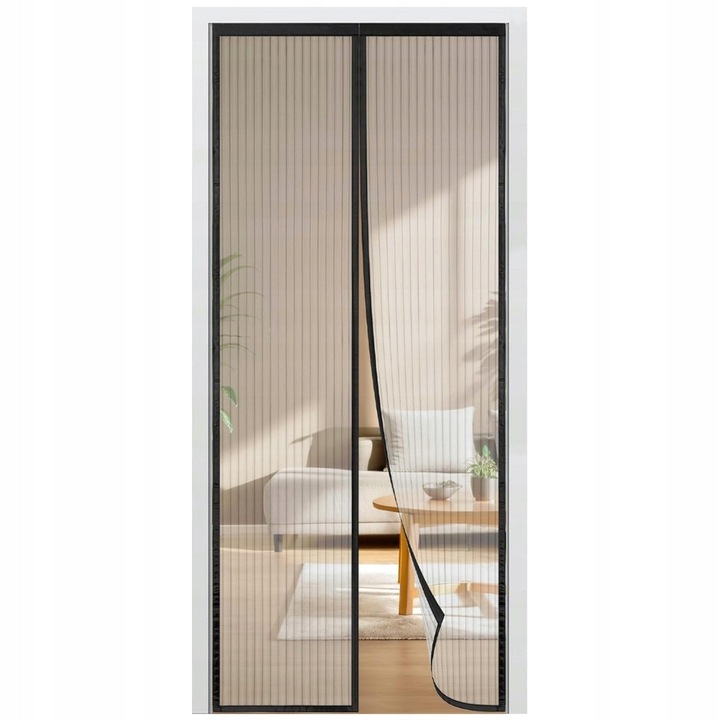 Plasa magnetica pentru usi, 130x220cm, negru, montaj fara gaurire