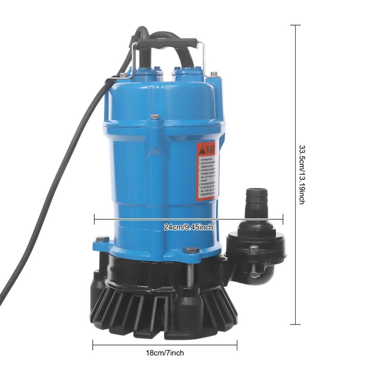 Pompa ape uzate/fecale 220V, Pompa submersibila, 550W, Autoamorsanta, Pentru namol, fecale si apa maloasa, Drenaj si irigatii, Albastru