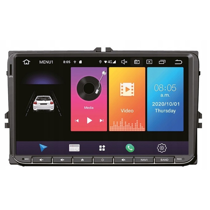 Radio auto 2DIN Vordon VW-910S, player multimedia Android 10, ecran tactil 9'' 1024x600, GPS, Bluetooth, CarPlay, camera de recul inclusa, 4x60W, Negru, 1 buc