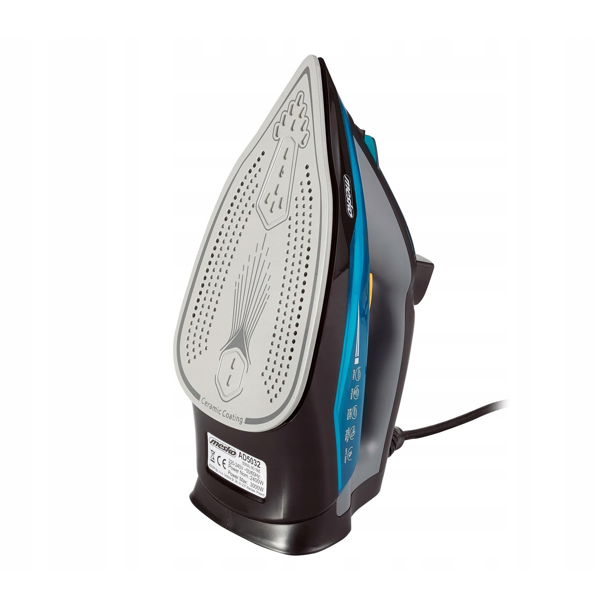 Fier de calcat cu aburi MESKO HOME 3000W ceramic 28x12x14cm