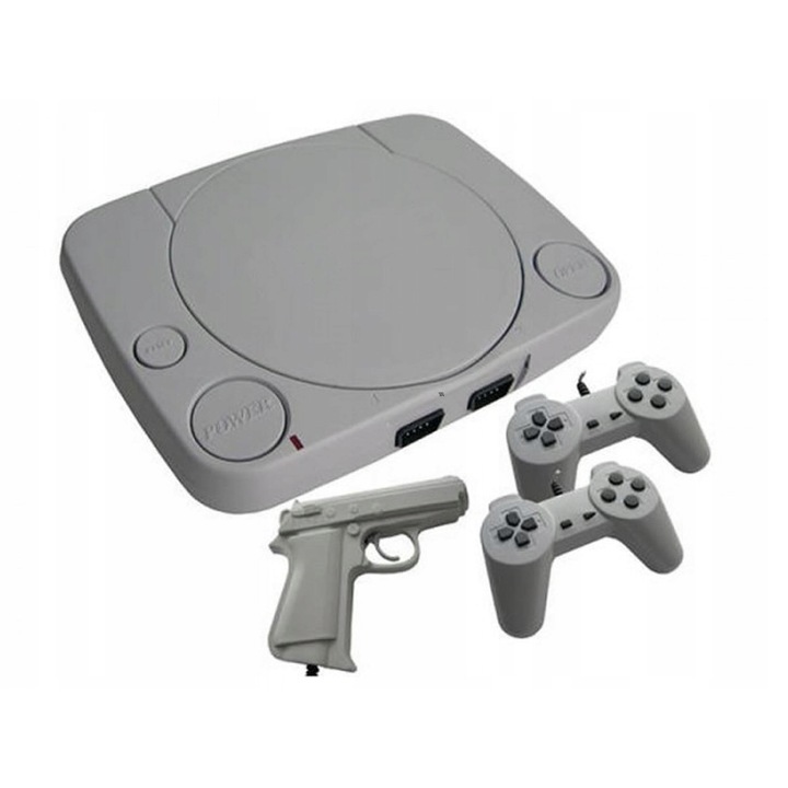 Consola de jocuri Pegasus 6ATE0 cu 9999 jocuri incorporate, 2 gamepaduri si pistol, compatibila cu TV cu intrare AV (nu compatibila cu TV LCD/LED/OLED moderne), verde menta