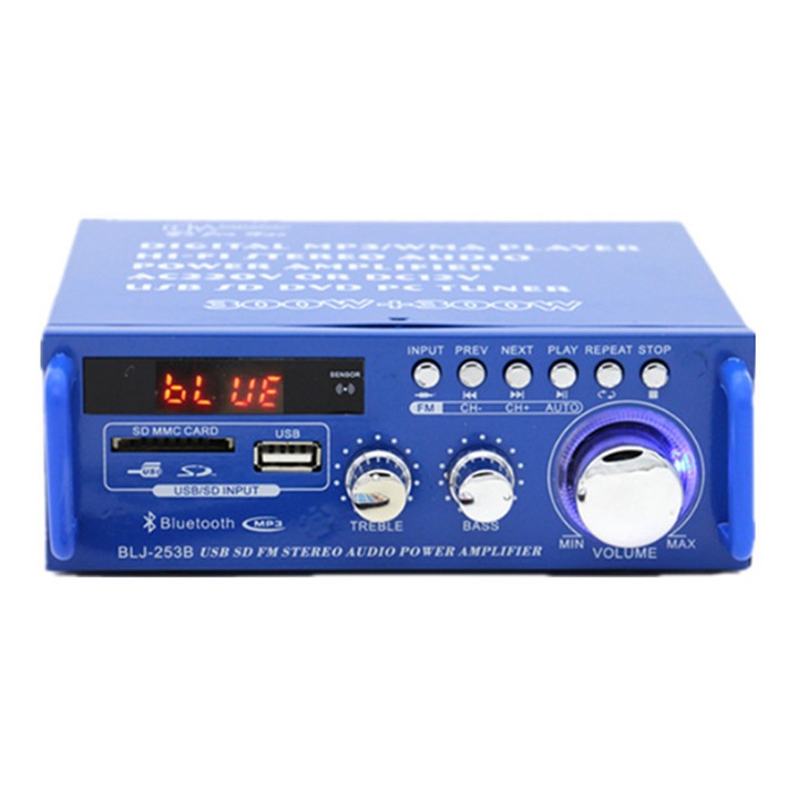 Sztereó audio erősítő 600W 2 csatornás Bluetooth FM rádió fekete 32.5x24.5x8.5cm