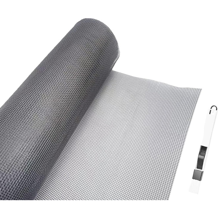 Plasa tantari din fibra de sticla ignifuga, 1.2x2.5m, rezistenta la intemperii, neagra