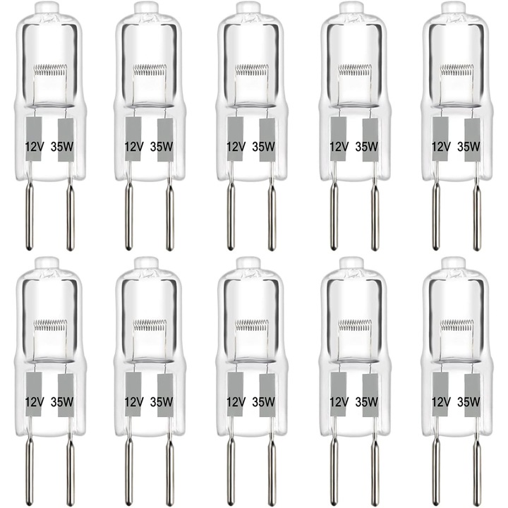 10 db halogén izzó készlet, szabályozható, 35W 2700K GY6.35 11x37mm meleg fehér 12V
