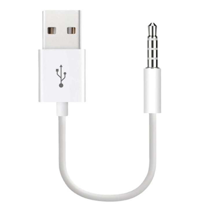 Adaptor audio usb-a la aux 3.5mm, plug-and-play cu redare automata mp3/wma, port usb femela 2.0 pana la 32GB, mufa aurita, alb, 1 buc