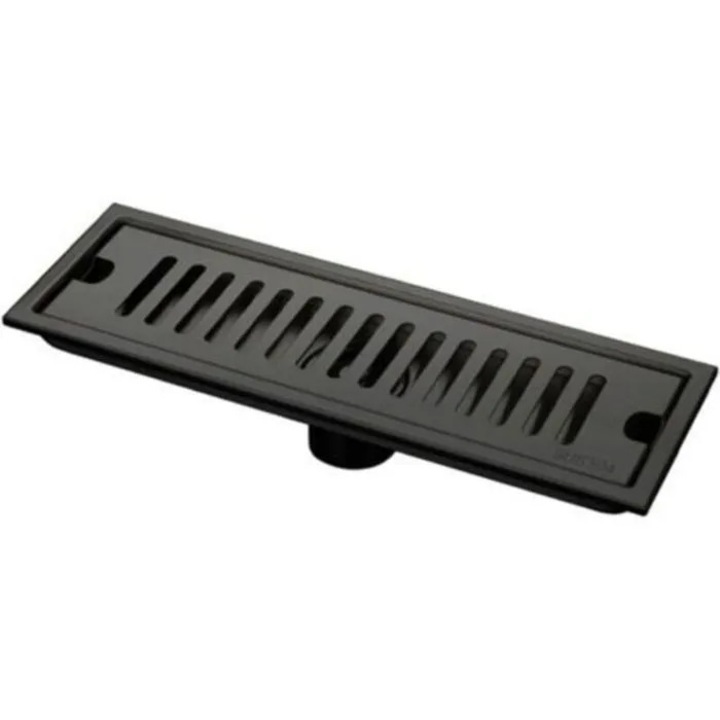Rigola de pardoseala liniara, canal de scurgere din otel inoxidabil cu filtru anti-par si grilaj detasabil, Negru, 1 buc