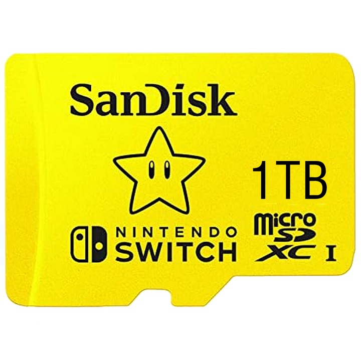 SWITCH MicroSDXC 1TB memóriakártya SD adapterrel, 100 MB/s olvasási sebesség, Kompatibilis videokamerákkal, drónokkal, játékkonzolokkal, telefonokkal, laptopokkal és táblagépekkel TF-1000G-CN6F