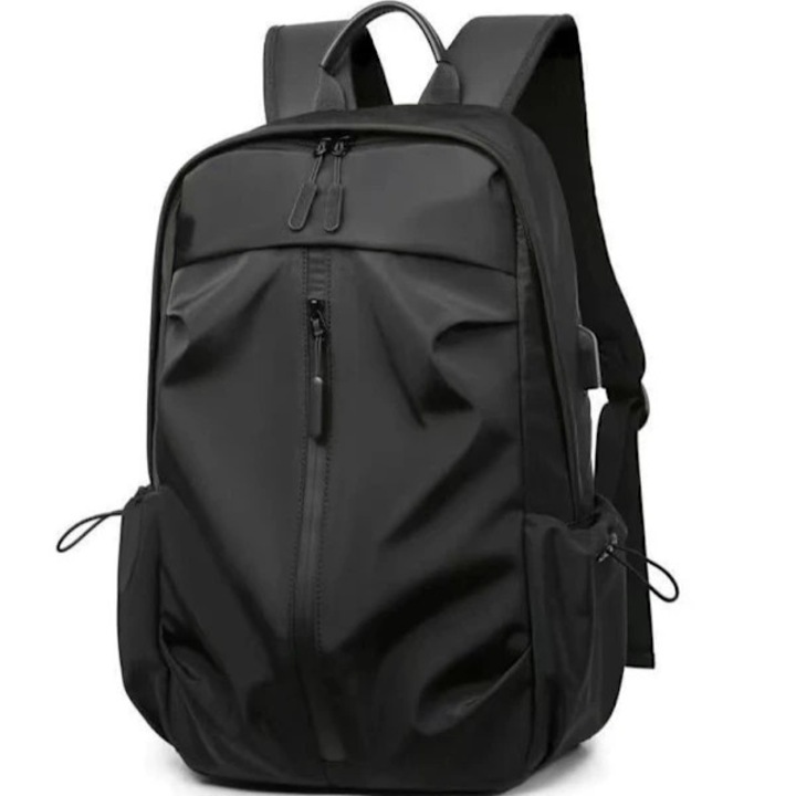 Vízálló, multifunkcionális, könnyű hátizsák/iskolatáska, nagy kapacitású, laptop rekesz 15 inch-ig, állítható levehető pánt, Fekete, 44x14x28.5 cm