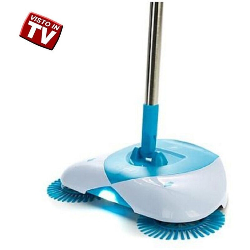 Mop rotativ manual, aspirator manual fara sac Easy, 3 role, perii rotative 360°, fara curent electric, maner extensibil 106 cm, verde, 1 buc.