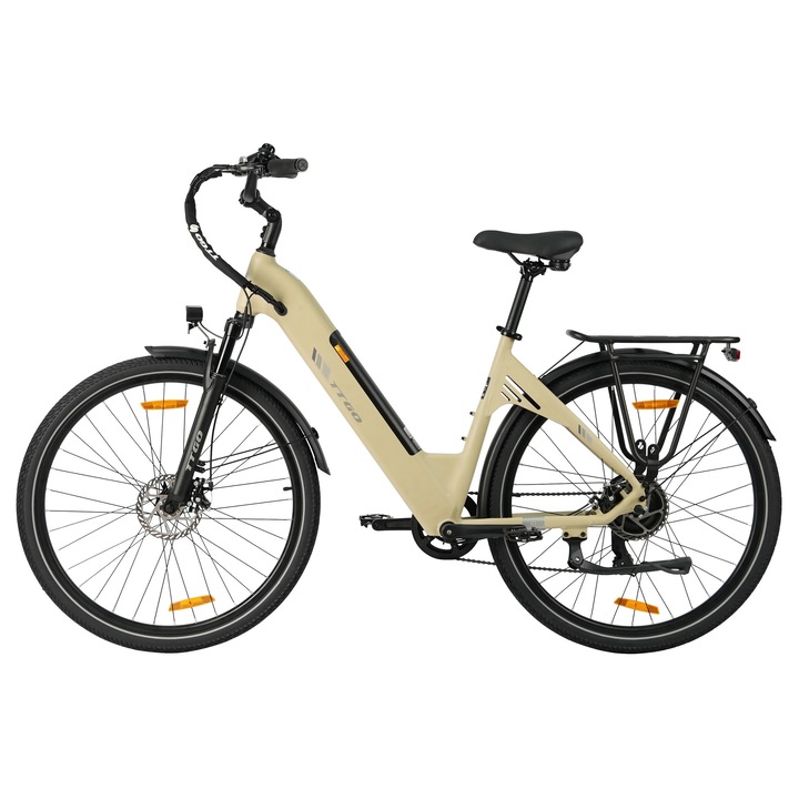 Elektromos kerékpár 71 cm, Városi Kerékpár, Kivehető Akkumulátor 36V 18Ah, Kefe Nélküli Motor 250W, Hatótáv Több Mint 60 km, Max Sebesség 25 km/h, Könnyű Alumínium Váz, Sárga
