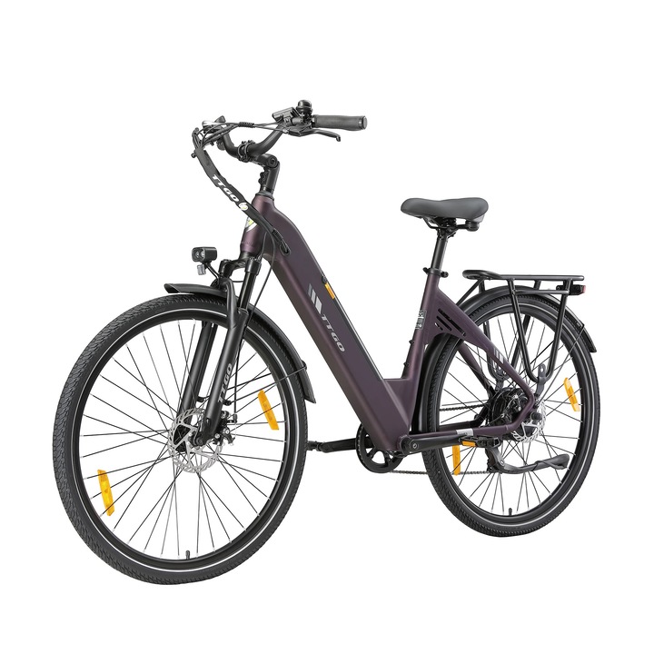 Elektromos kerékpár, elektromos MTB, lítium akkumulátor 36V 20Ah, 250W motor, 25 km/h, hatótáv 80–120 km, 71 cm kerekek, első/hátsó tárcsafékek, Matt bordó