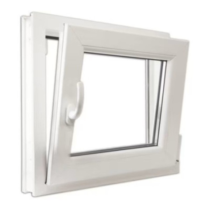 Hőszigetelt ablak, Deceuninck, PVC, 5 kamrás, 560mm x 560mm, fehér színű, bukó, balra nyíló