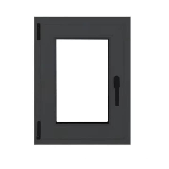 Hőszigetelt ablak, Deceuninck, PVC, 5 kamrás, 560mm x 860mm, antracitszürke színű, bukó, balra nyíló