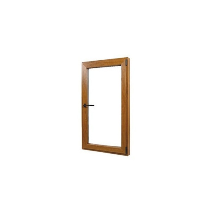 Hőszigetelt ablak, Deceuninck, PVC, 5 kamrás, 560mm x 860mm, aranytölgy színű, bukó, balra nyíló