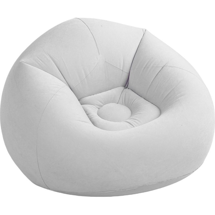 PVC felfújható fotel / felfújható kanapé bársonyos felülettel, ergonomikus, könnyen szállítható, világosszürke, 1 db