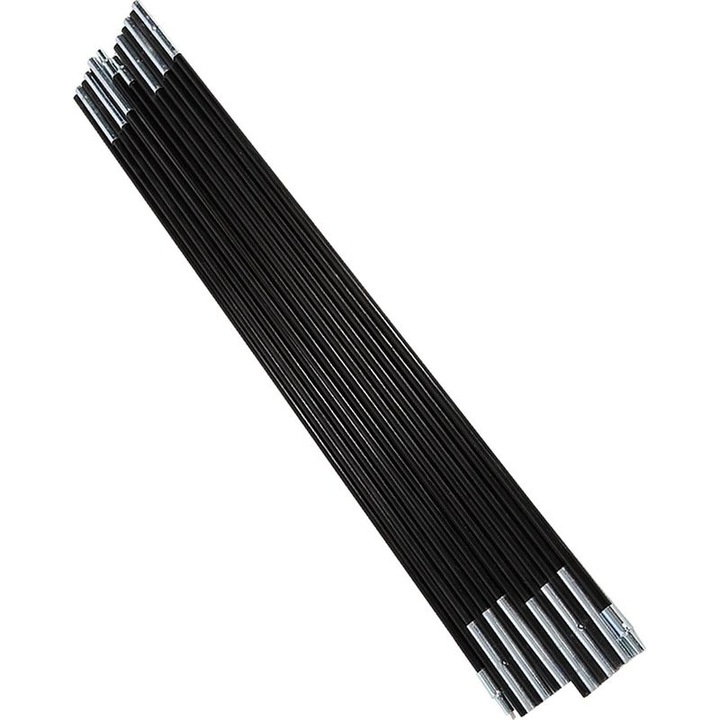 Set 2 bucati, bete pentru cort, din fibra de sticla, pliabile cu sfoara elastica, 7 sectiuni fiecare, Negru, 320 cm
