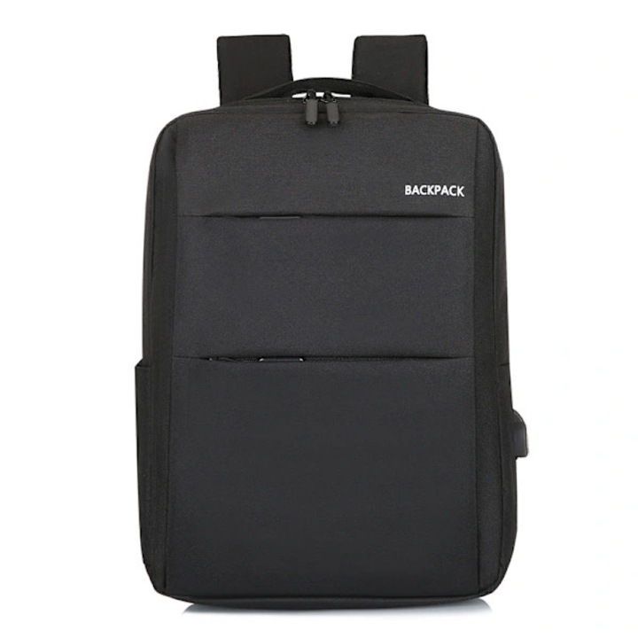 Oxford laptop hátizsák/iskolatáska, USB porttal és dupla cipzárral, légáteresztő és ellenálló, 1321-es modell, Fekete, 36-55L