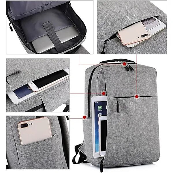 Rucsac laptop din textil, cu port USB, compartiment pentru laptop 15.6 inch, bretele ergonomice in forma de S, albastru, 40.6 x 12.7 x 30.5 cm