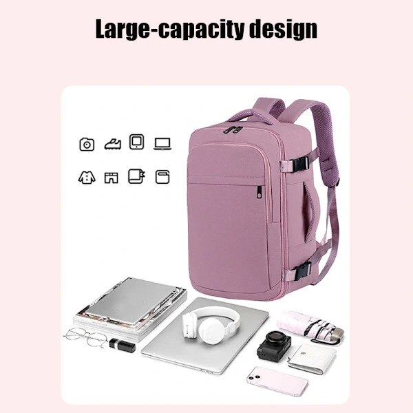 Rucsac de voiaj, textil rezistent la apa, cu compartiment pentru laptop 15,6 inch, compact pentru sub scaun, cu bretele captusite Aviation 40x20, Negru