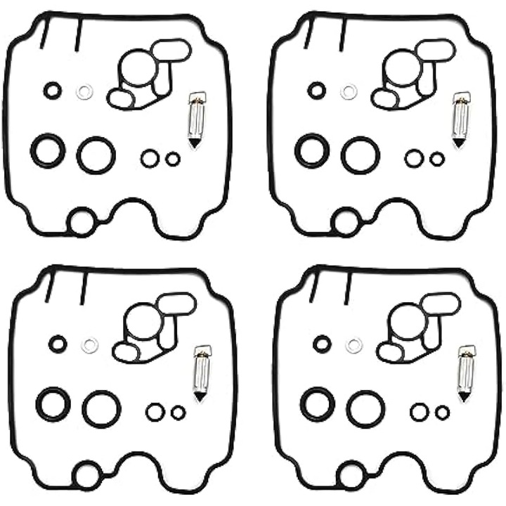Set 4 bucati, Kit reparatie carburator motocicleta compatibil Yamaha XJ600/XJ600S Diversion 1992, XJ600N 1994-1995, aftermarket complet cu garnituri si duze, Negru