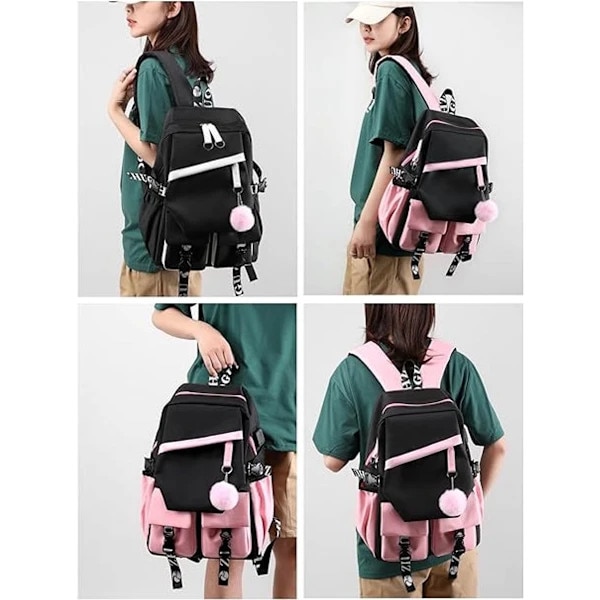 Rucsac laptop 15.6 inch nylon negru alb 29x44x15cm 26L