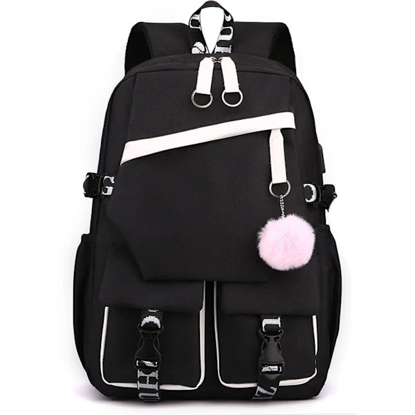 Rucsac laptop 15.6 inch nylon negru alb 29x44x15cm 26L