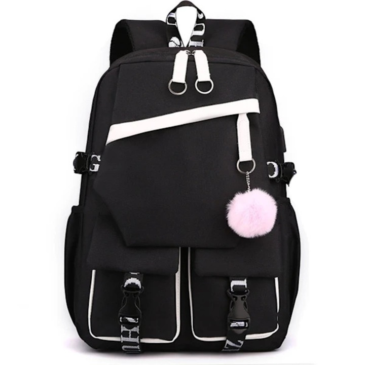 Laptop hátizsák 15.6 inch nylon fekete fehér 29x44x15cm 26L