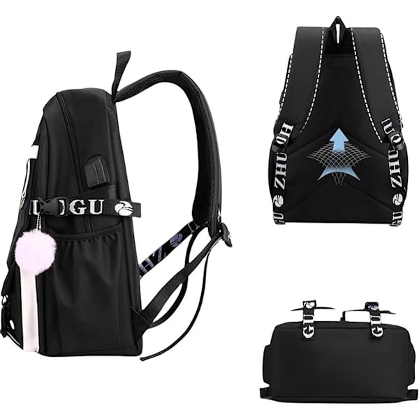 Rucsac laptop 15.6 inch nylon negru alb 29x44x15cm 26L