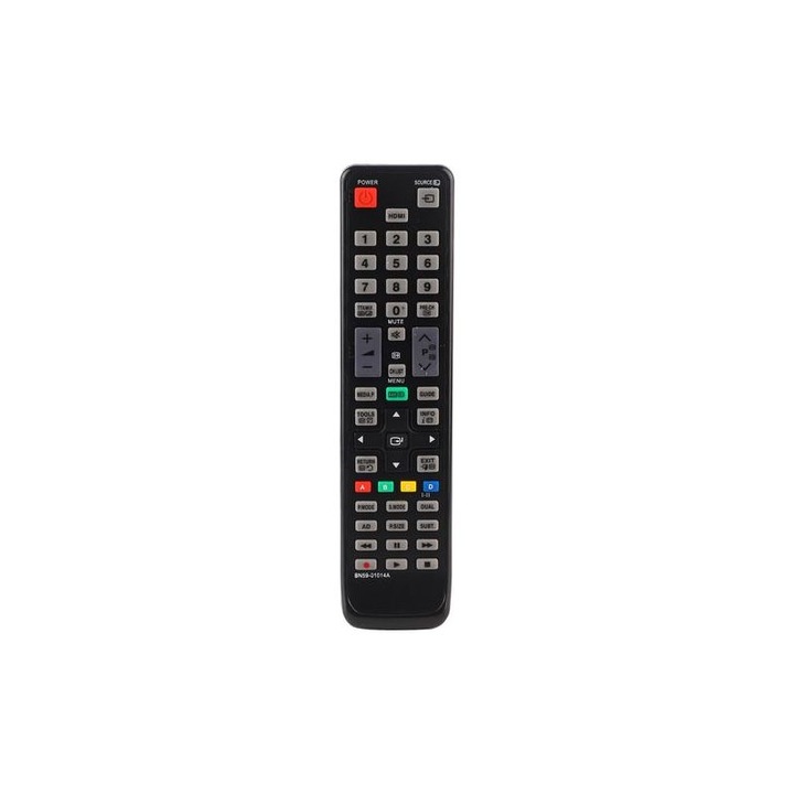 Telecomanda TV universala BN59-01014A, inlocuitor dedicat compatibil cu Samsung LCD/LED/plasma si modelele BN59-00940A/BN59-01018A, fara programare, functioneaza cu 2 x AAA (neincluse), negru, 1 buc