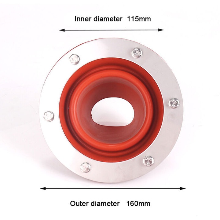 Kéményvédő, szilikon és rozsdamentes acél kéményvédő, rugalmas, magas hőmérsékletnek ellenálló, 45-100 mm átmérőhöz, piros, 1 db, 160x160x90 mm